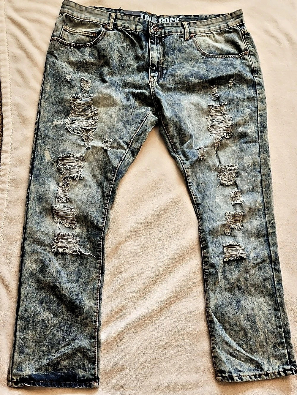 True Rock Distressed Skinny Jeans in Blue Waist 42